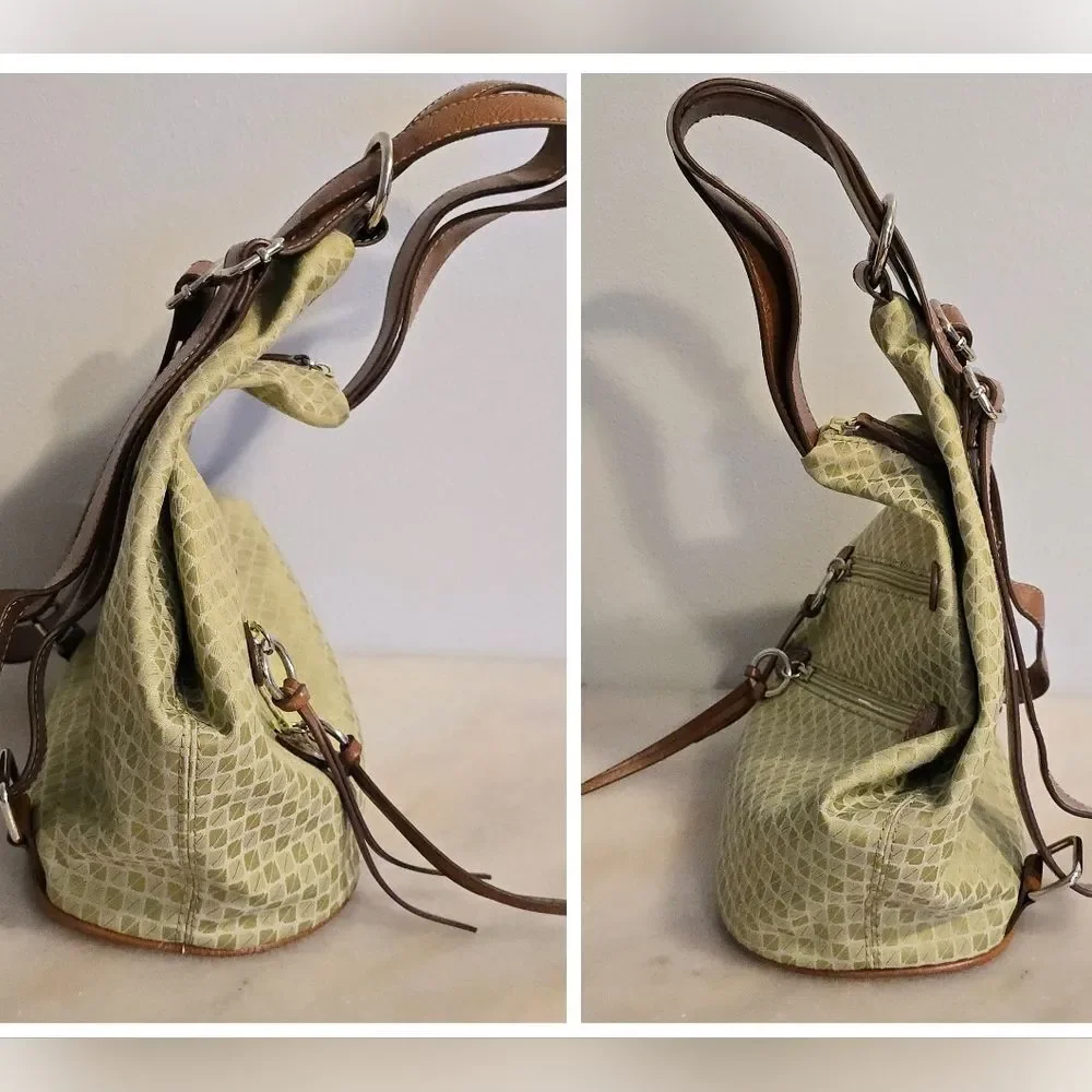 Nine West Light Green Canvas Backpack Y2K